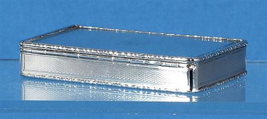 A William IV silver table snuff box, by Edward Edwards II, Length 3 ½”/88mm Width 2 ¼”/56mm Weight: 4.5oz/130grms